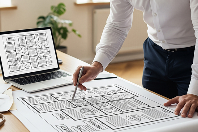設計図をしっかりと整えているイメージ画像