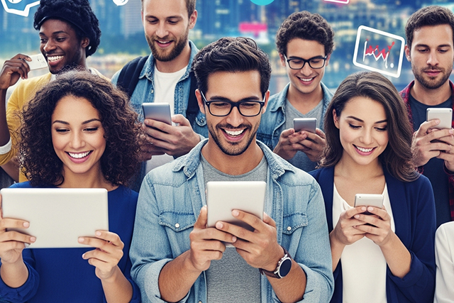 SNSを活用して集客しているイメージ画像