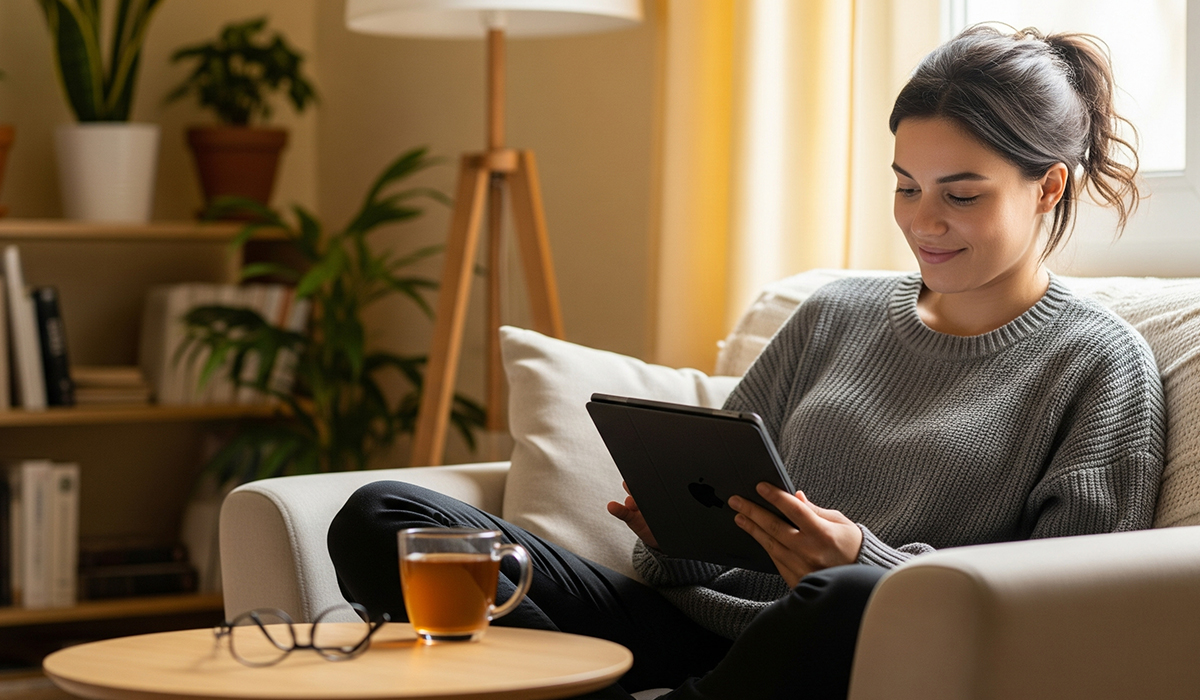 電子書籍のレンタルサービスを利用して楽しんでいる様子のアイキャッチ画像