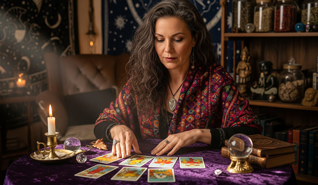 タロット占いをしている占い師のアイキャッチ画像