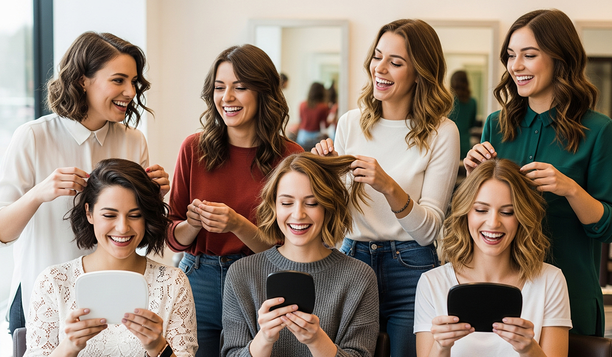 それぞれのヘアスタイルについて会話しているアイキャッチ画像