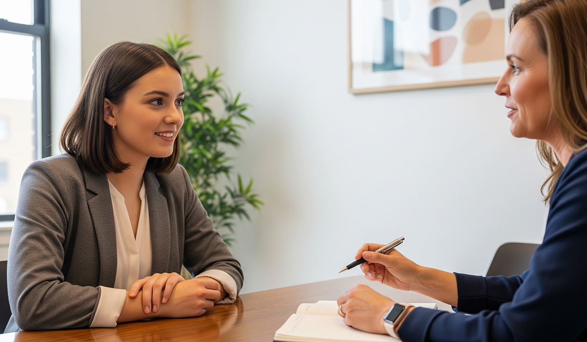 キャリアについて相談をしている様子のアイキャッチ画像