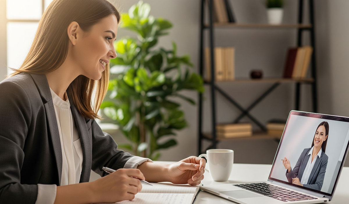 オンラインで英会話個別レッスンを受けている様子のアイキャッチ画像