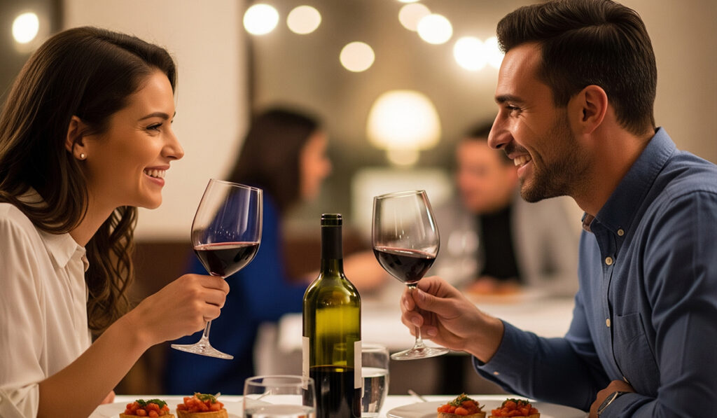 ワインを飲んで楽しんでいる様子のアイキャッチ画像