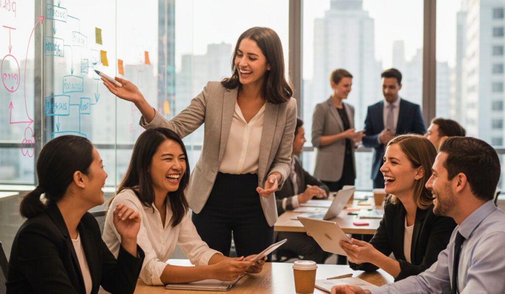 コンサルティングファームで楽しく働いている様子のアイキャッチ画像