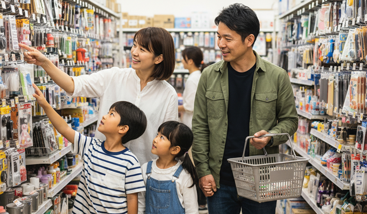 家族でウインドウショッピングを楽しんでいる様子のアイキャッチ画像