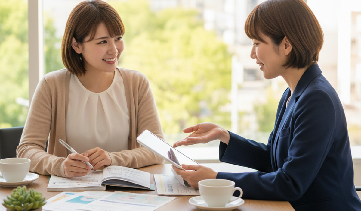 保険相談員にアドバイスを受けているアイキャッチ画像