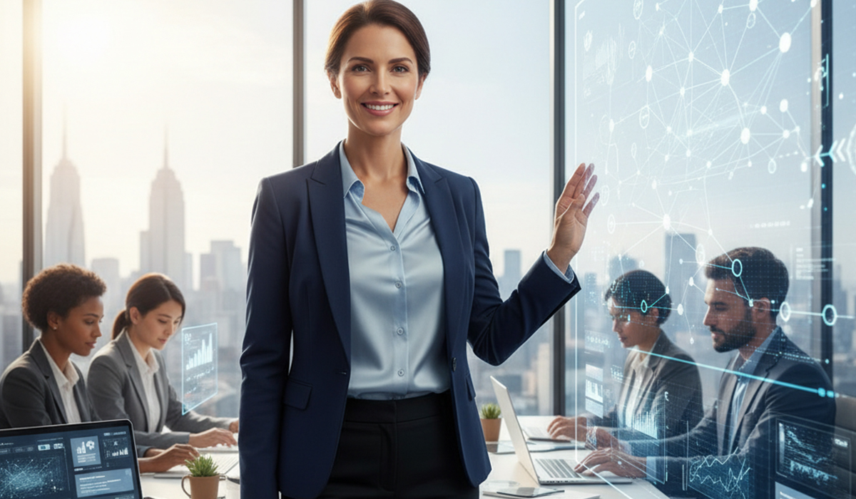 生成AIを活用してキャリアアップに成功したビジネスウーマンのアイキャッチ画像