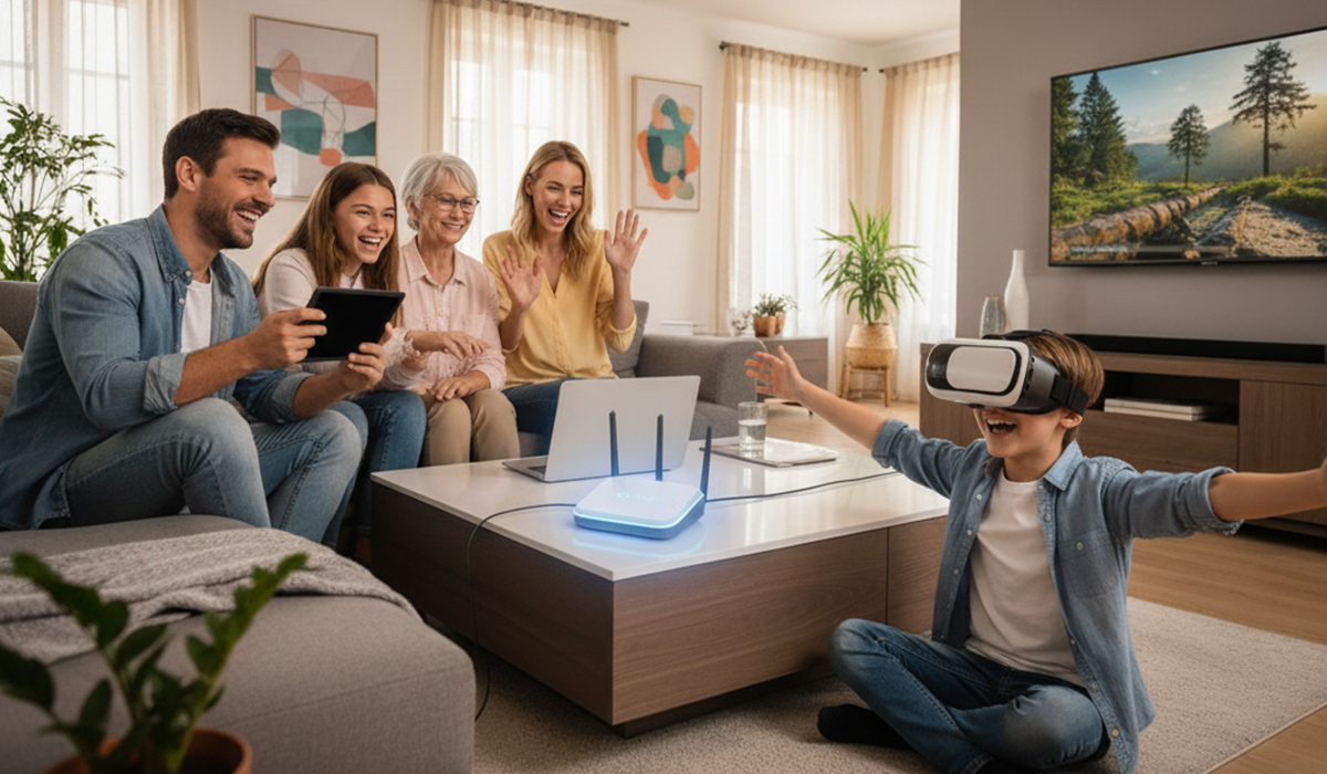 快適インターネットを楽しむことで家族みんなが笑顔になっているアイキャッチ画像