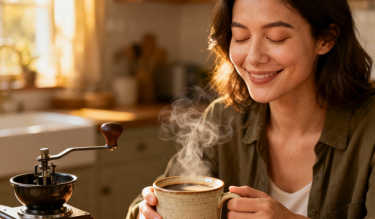 自家焙煎コーヒーで至福のひとときを満喫しているのアイキャッチ画像