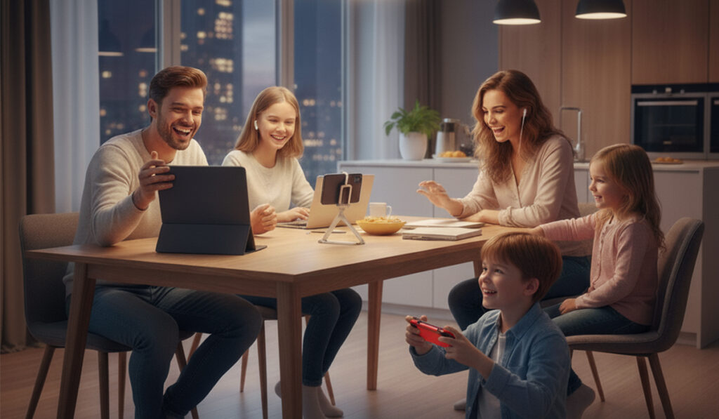 家族全員、インターネット生活が送れる毎日が楽しくて仕方がない様子のアイキャッチ画像