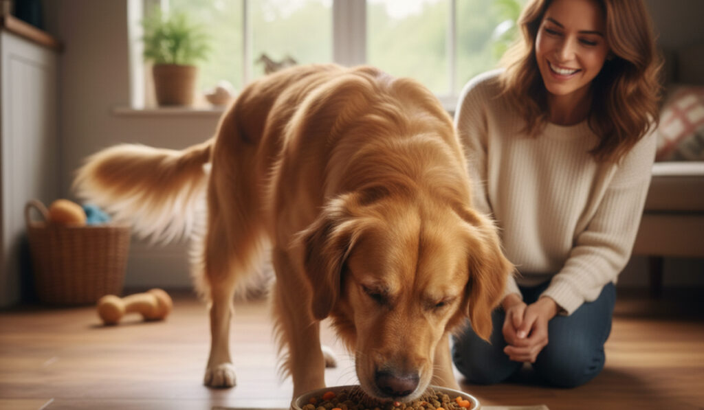 愛犬が安心安全なドッグフードを食べている様子のアイキャッチ画像