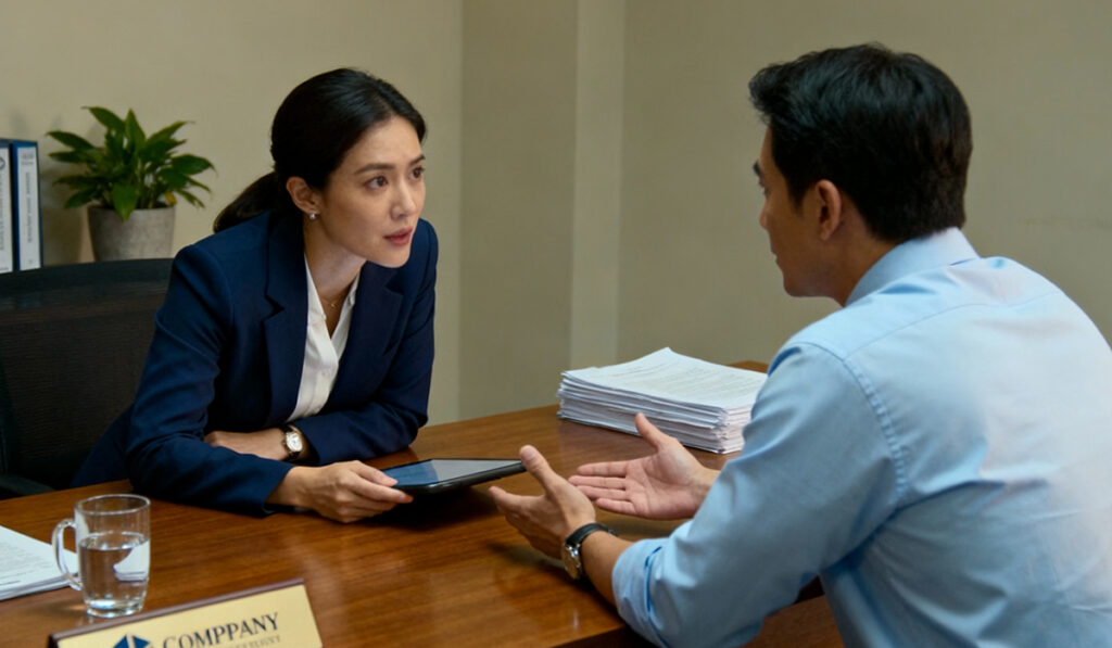 助成金のことでいろいろと相談にのってもらっている様子のアイキャッチ画像