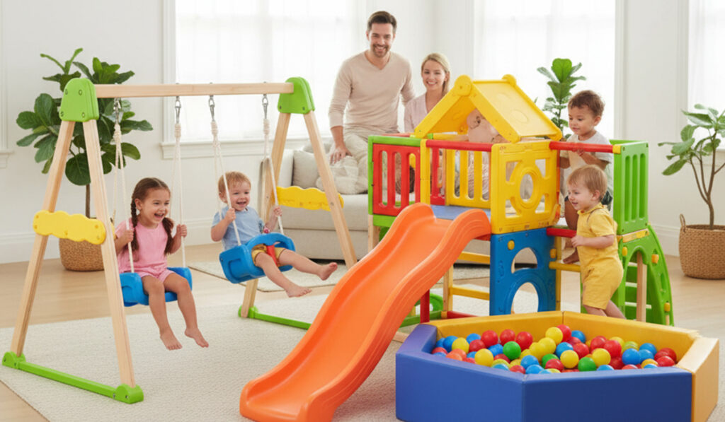 大型屋内遊具で楽しく遊んでいる様子のアイキャッチ画像