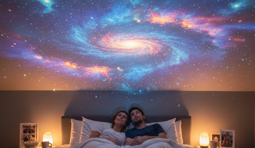 プロジェクター映像が映し出され感動を味わっている様子のアイキャッチ画像