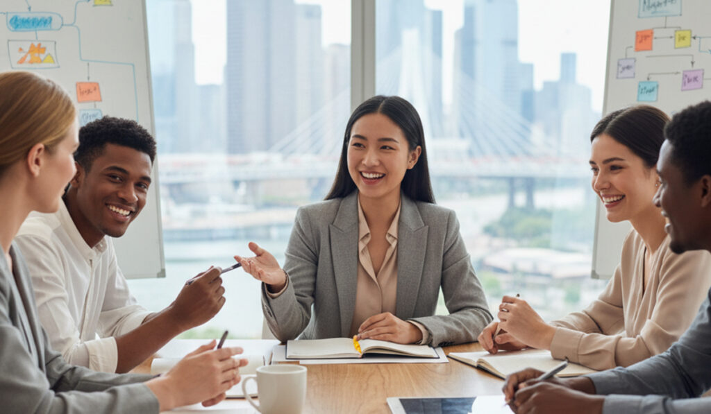 キャリアアップを目指し英会話スクールで学んでいる様子のアイキャッチ画像