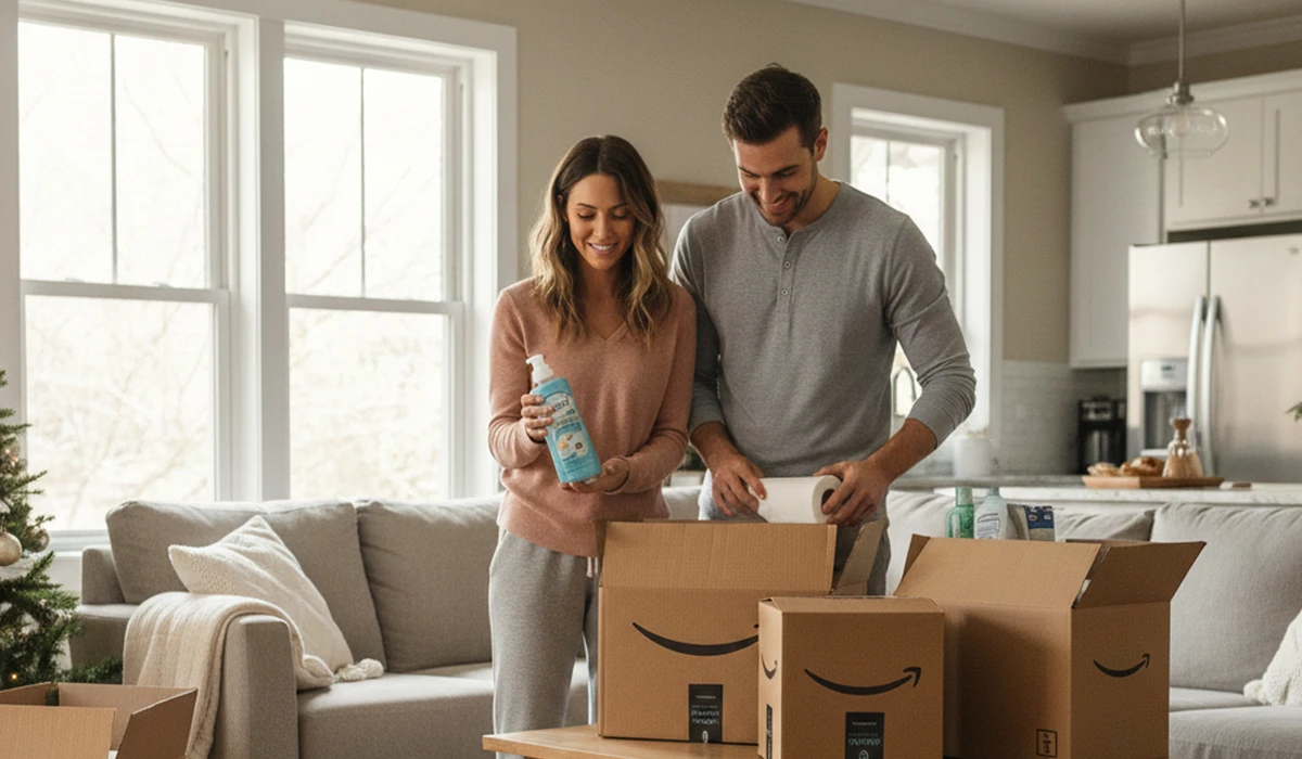 正月明けに一気に消耗していた日用品をAmazonで購入して安心している様子のアイキャッチ画像