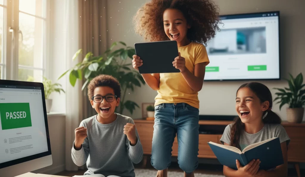 試験対策が万全になって喜んでいるお子さんたち様子のアイキャッチ画像