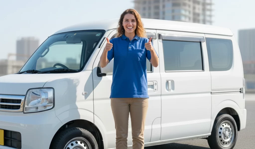 軽自動車のリース契約で仕事がグッと捗り喜んでいる様子のアイキャッチ画像