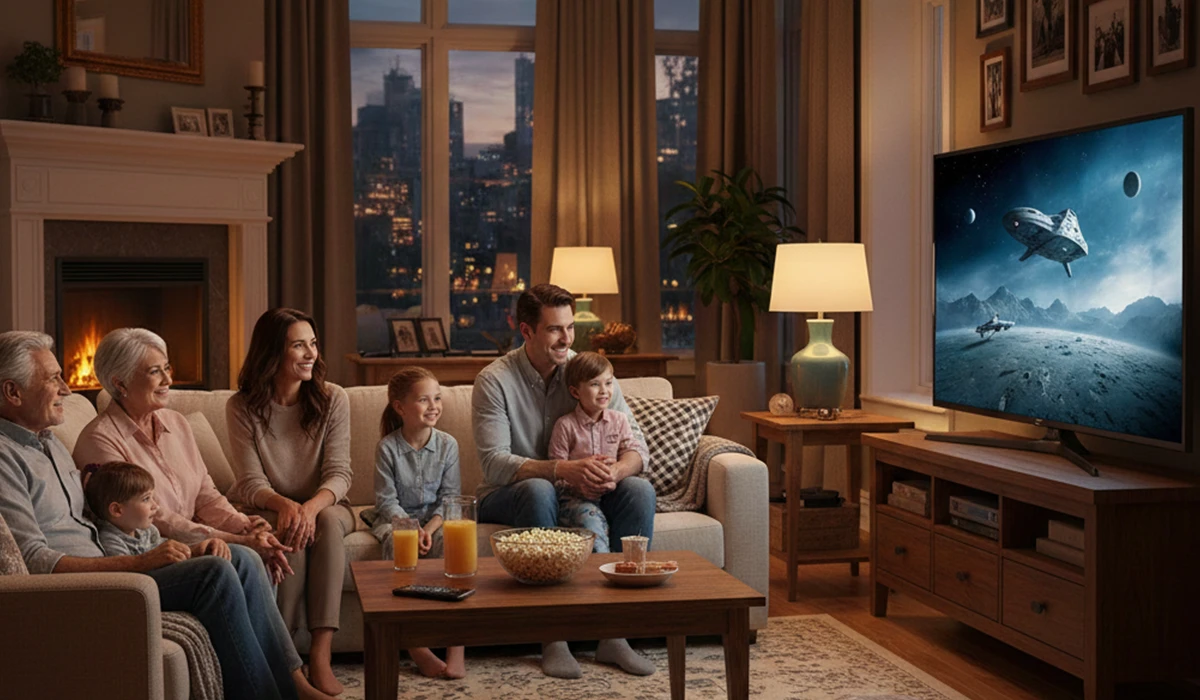 新作映画を見て家族みんなでお家時間を楽しんでいる様子のアイキャッチ画像