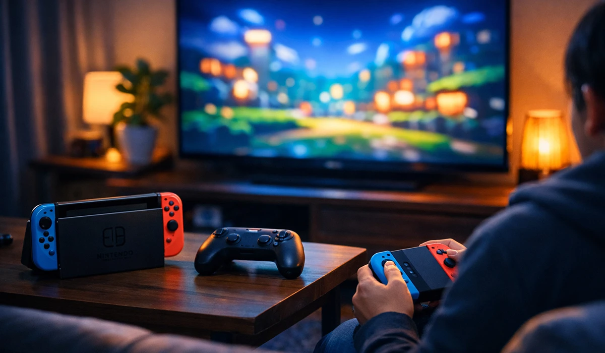 Switchダウンロード版ゲームを楽しんでいる様子のアイキャッチ画像