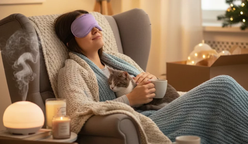 疲れを取る癒しグッズをゲットしてホッとしている様子のアイキャッチ画像