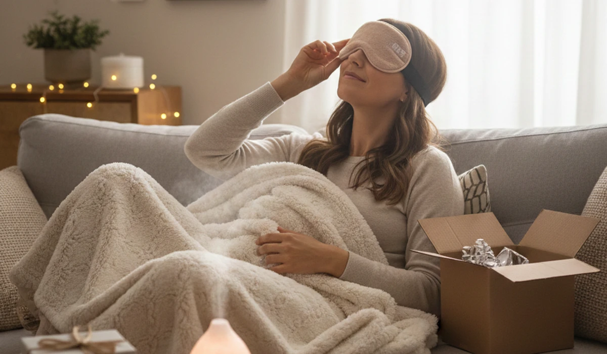 通販サイトで癒しグッズを購入し癒されてホッとしている様子のアイキャッチ画像