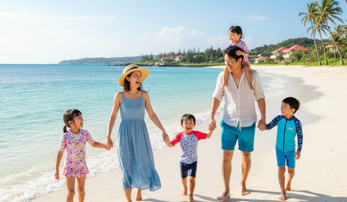 沖縄旅行を家族楽しんでいる雰囲気が感じられる様子のアイキャッチ画像